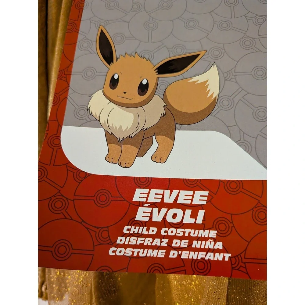 Pokemon Eevee Child Costume Dress Hood Ears Halloween Party Size S/P 4-6X‎ NEW